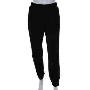 Shannon Mclean Womens Sequined Striped Ruched Tapered Leg Pants Brown Size M